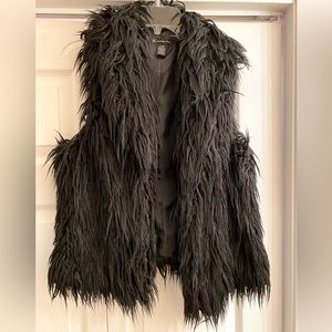 INC Shaggy black vest.  Size L.